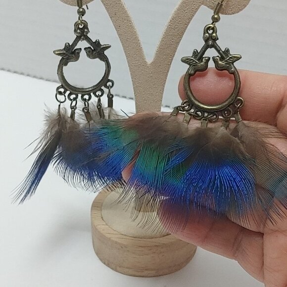 5/$25 Feather Earrings Peacock Feathers Earrings Boho Statement Jewelry Retro - Picture 4 of 7